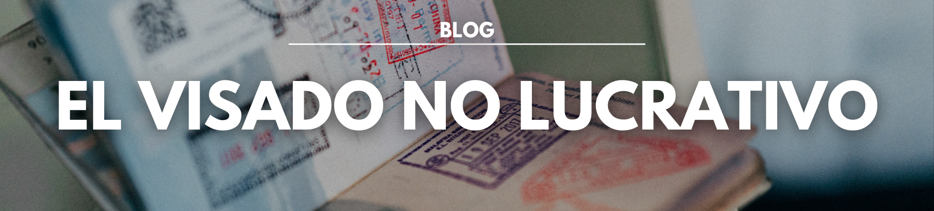 Foto con las palabras BLOG y EL VISADO NO LUCRATIVO en mayúsculas y un fondo con un pasaporte.
